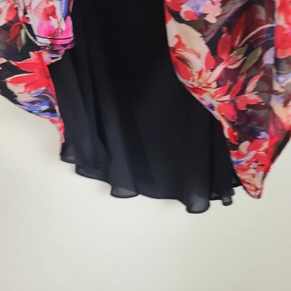 Torrid Sophie Spaghetti Strap Top Black Red Floral Chiffon Romantic Whimsy 2X - Picture 12 of 14